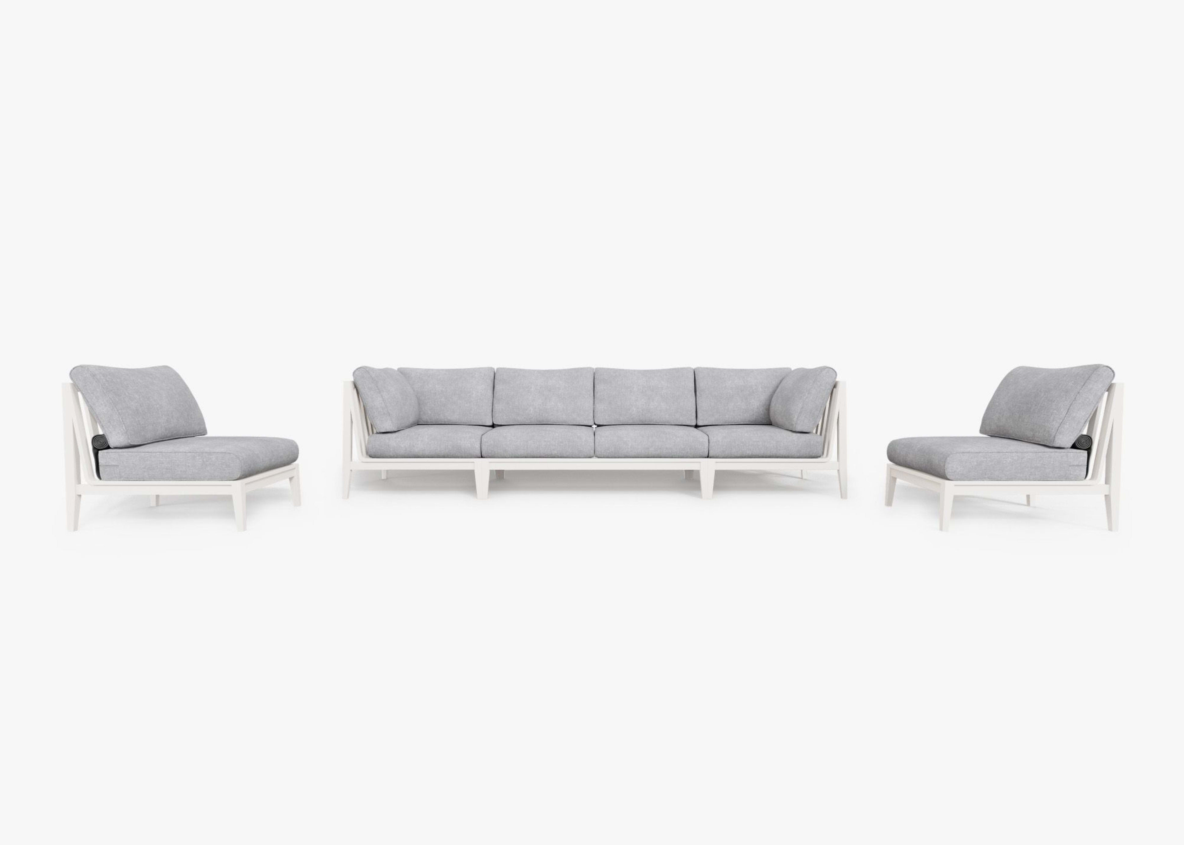 Aluminum Outdoor Sofa with Armless Chairs - 6 Seat By Outer