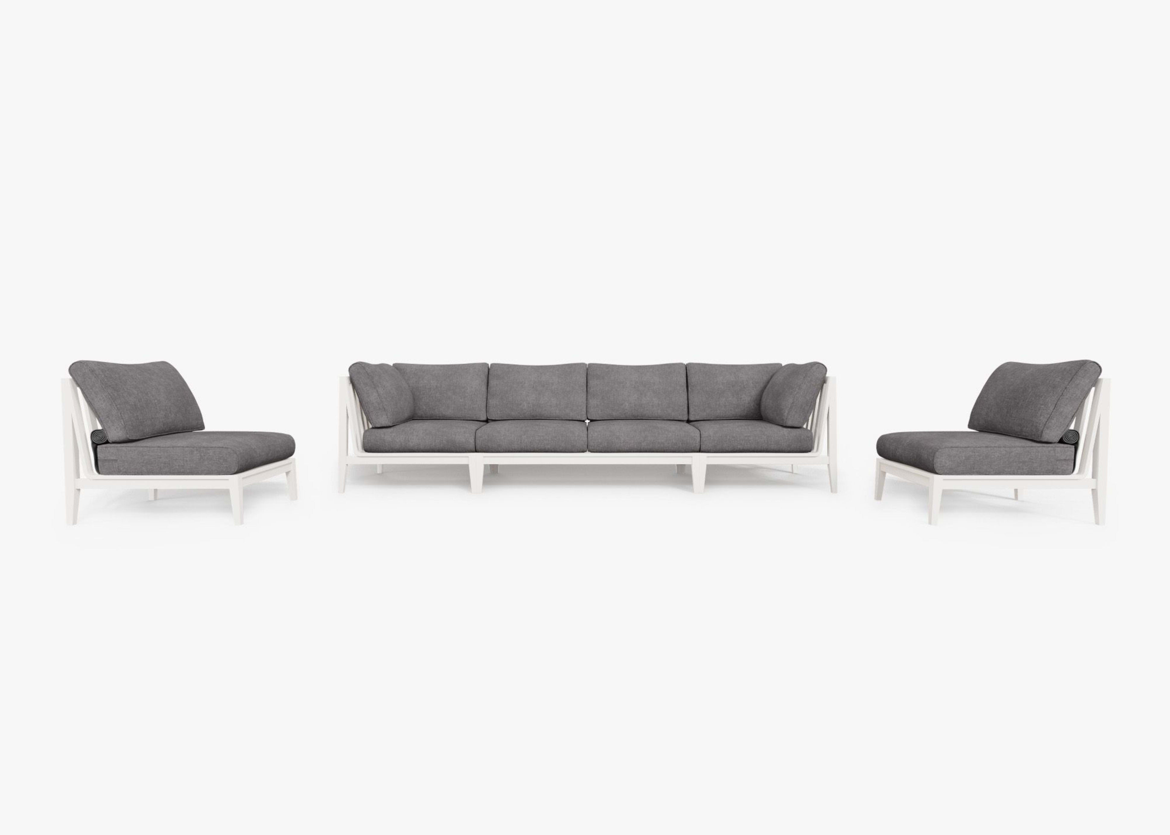 Aluminum Outdoor Sofa with Armless Chairs - 6 Seat By Outer