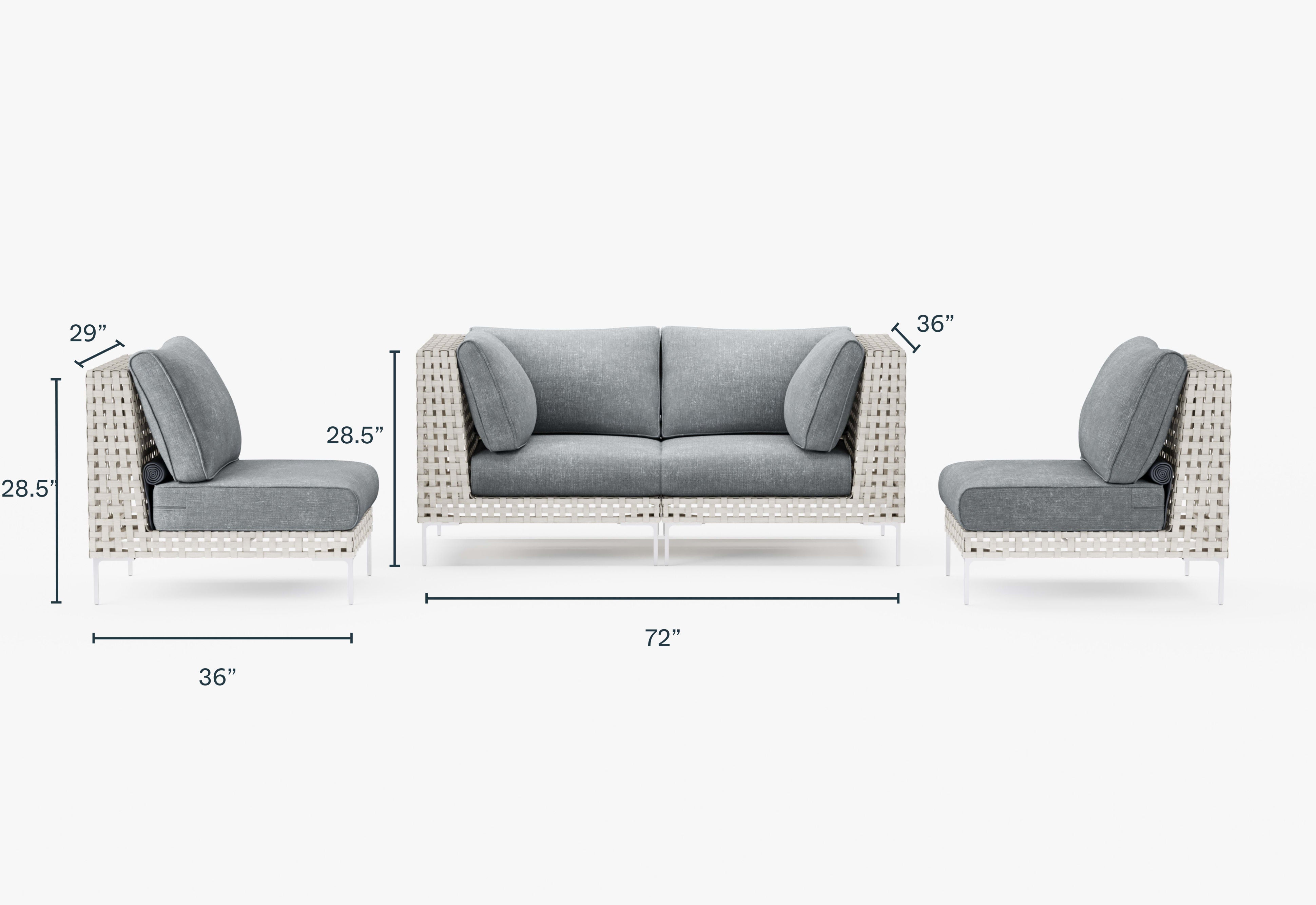 Wicker Outdoor Loveseat with Armless Chairs - 4 Seat By Outer