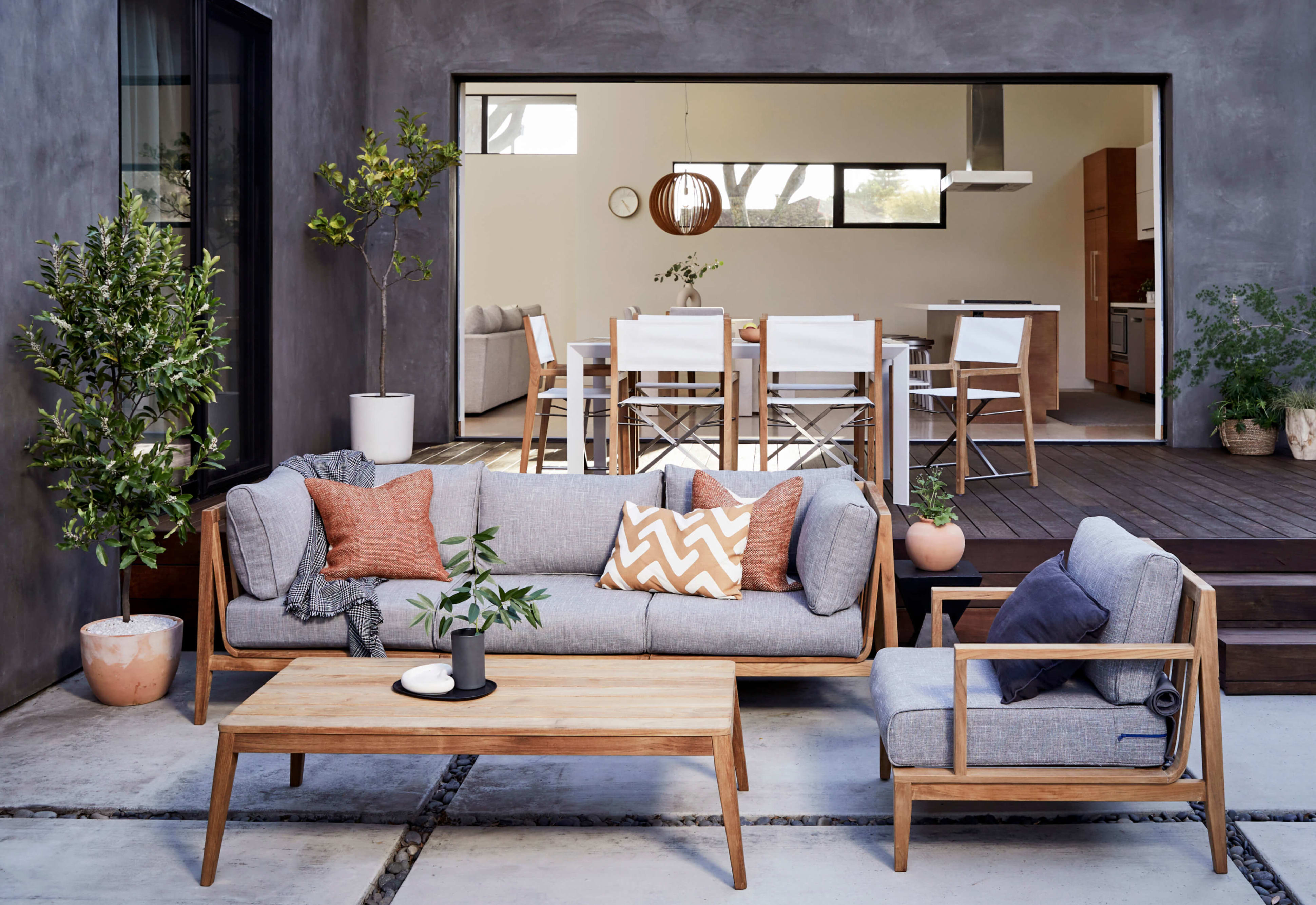 Teak Outdoor Sofa with Armchairs - 6 Seat by Outer