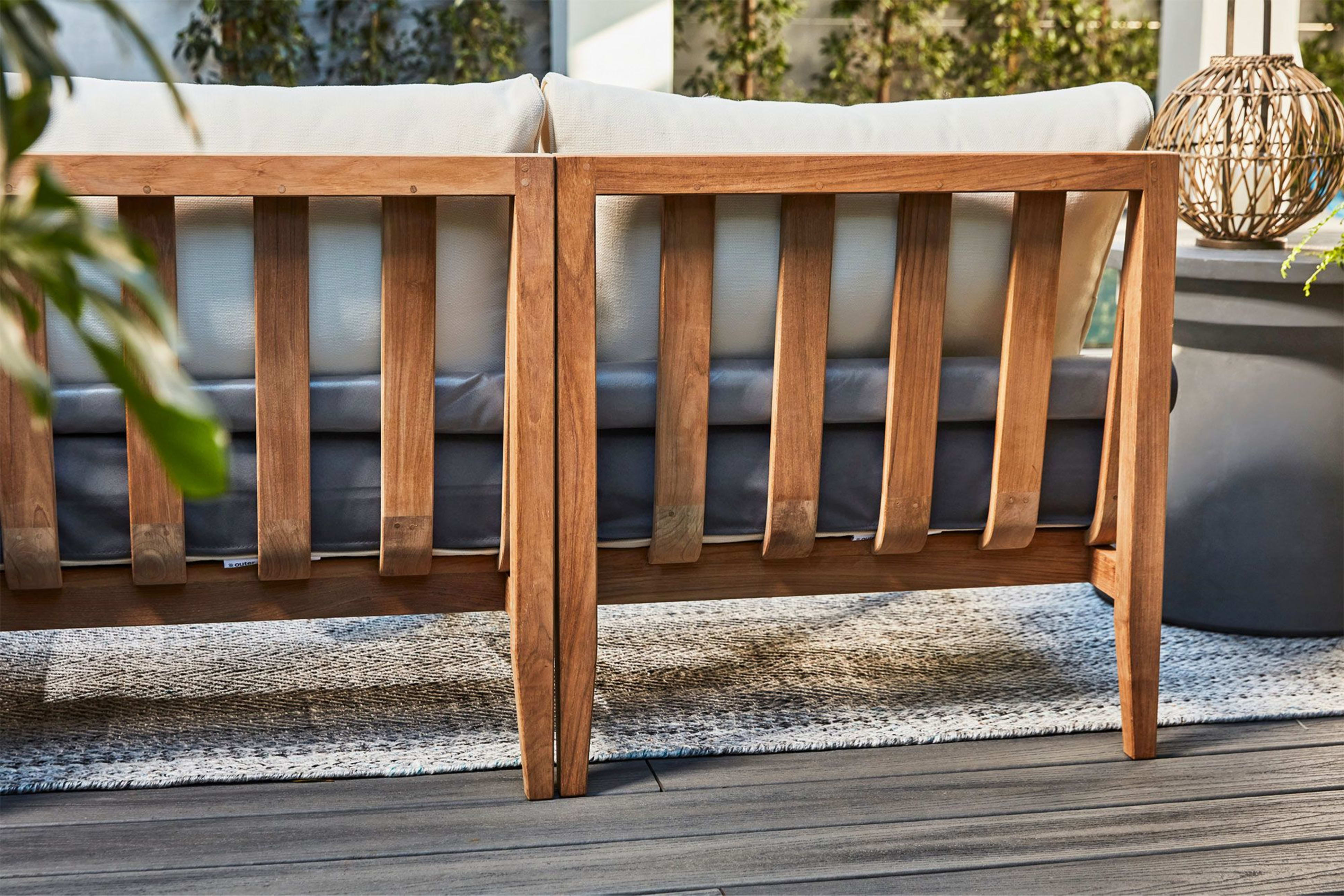 Teak Outdoor Armless Chair Conversation Set by Outer