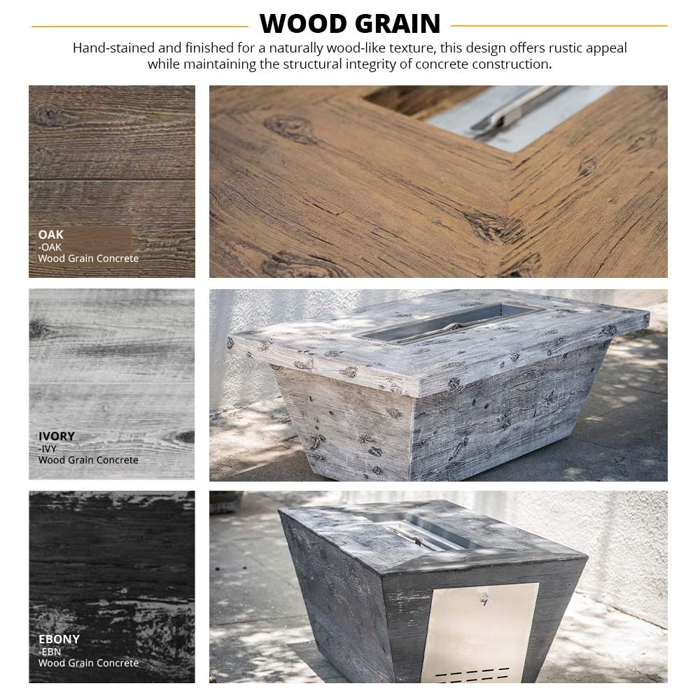 The Outdoor Plus Cazo 24 Inch Fire & Water Bowl - Wood Grain Concrete
