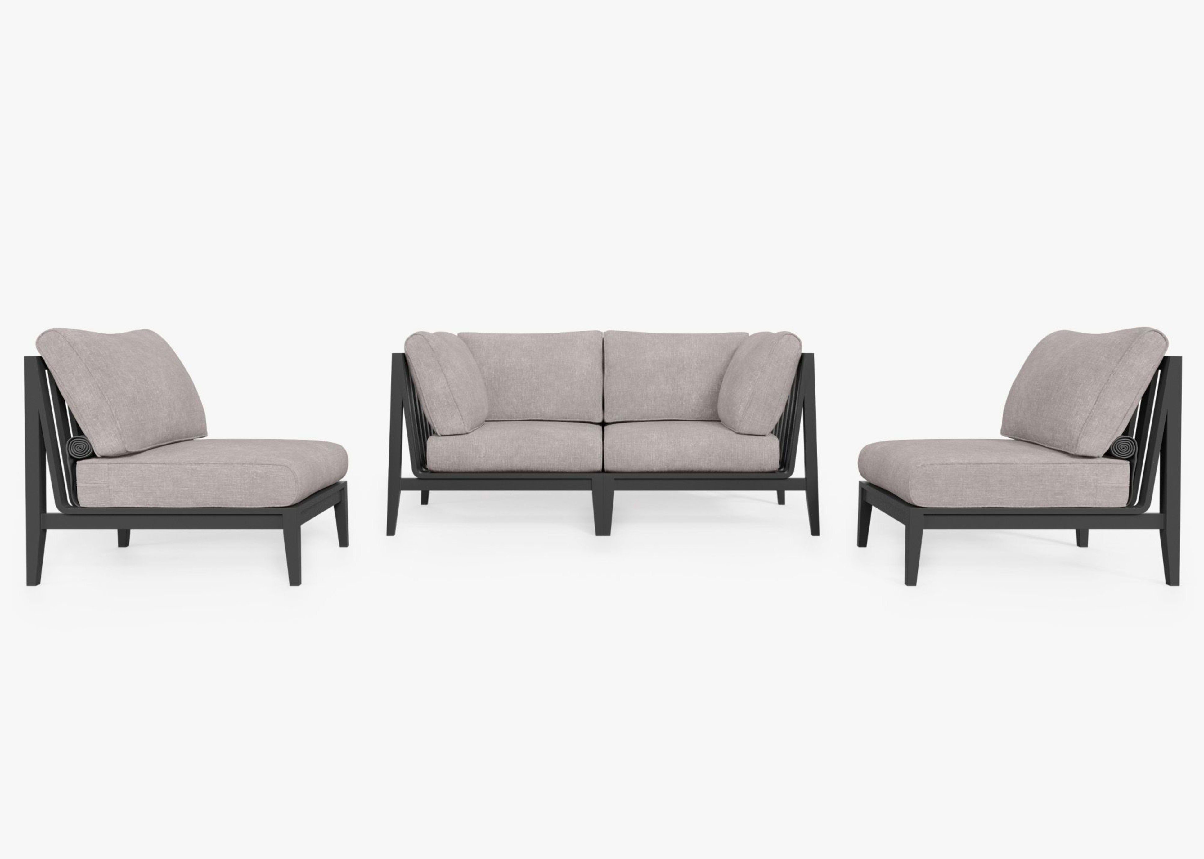 Aluminum Outdoor Loveseat with Armless Chairs - 4 Seat By Outer