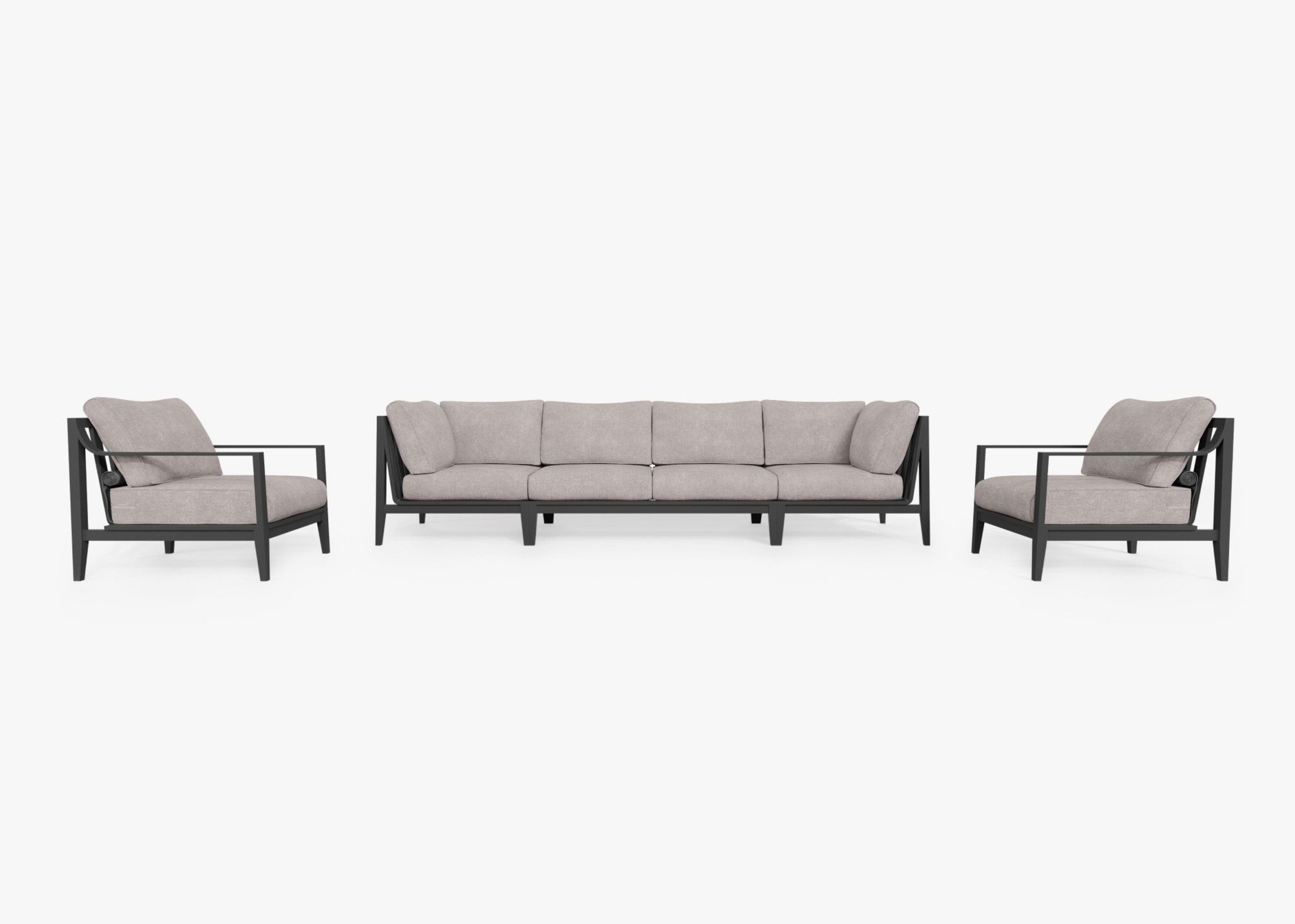 Aluminum Outdoor Sofa with Armchairs - 6 Seat By Outer
