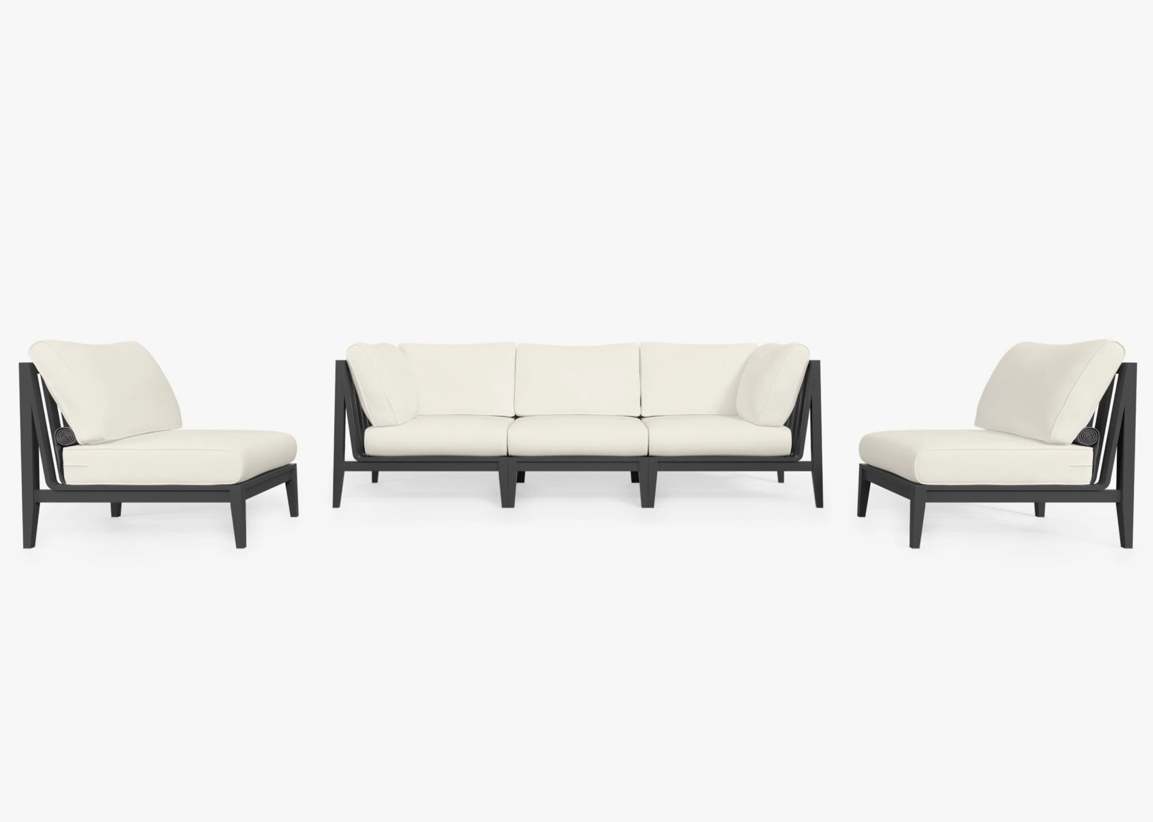 Charcoal Aluminum Outdoor Sofa with Armless Chairs - 5 Seat By Outer