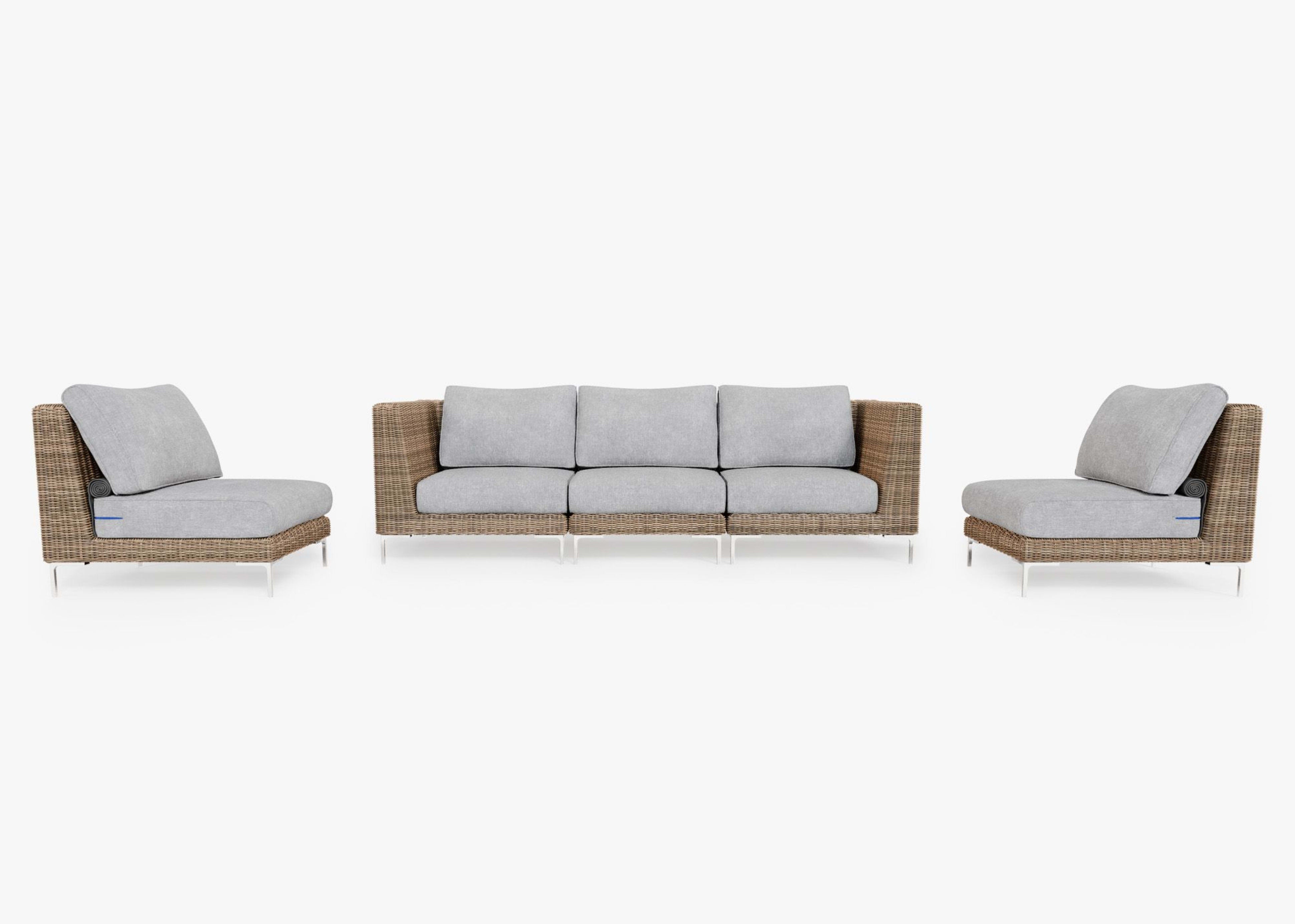 Wicker Outdoor Sofa with Armless Chairs - 5 Seat By Outer