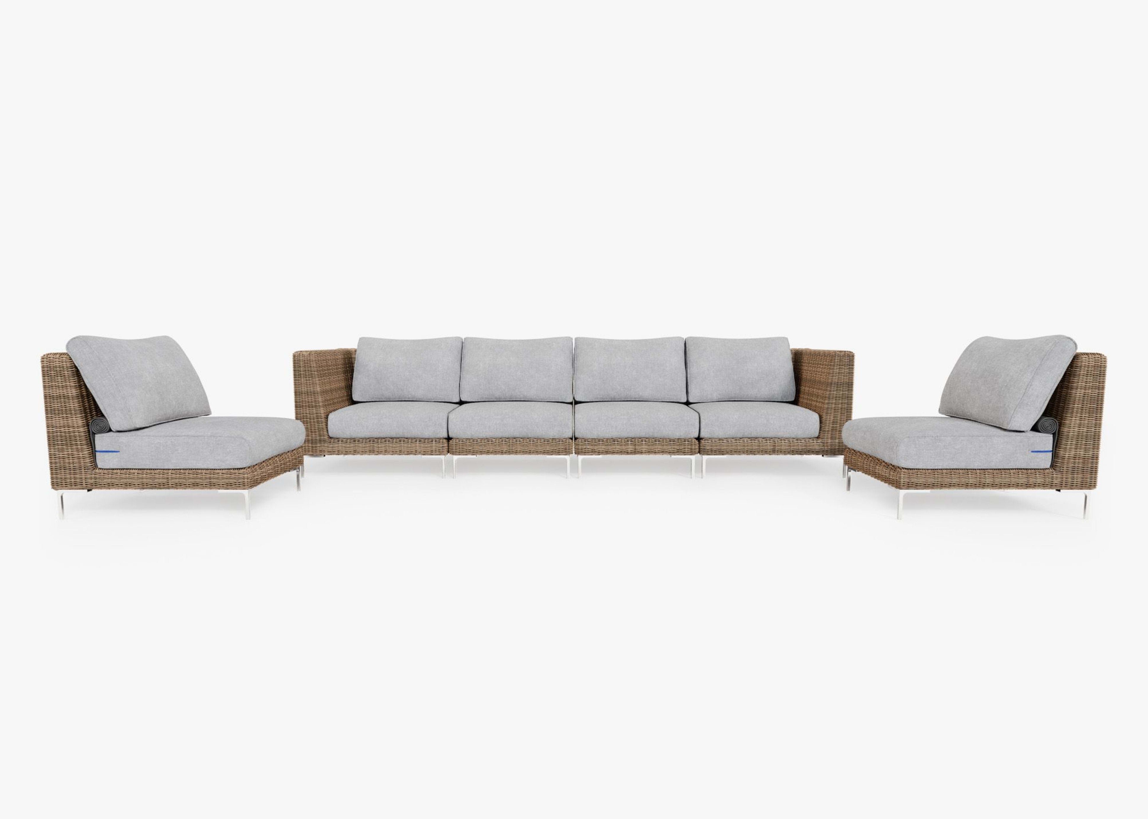 Wicker Outdoor Sofa with Armless Chairs - 6 Seat By Outer