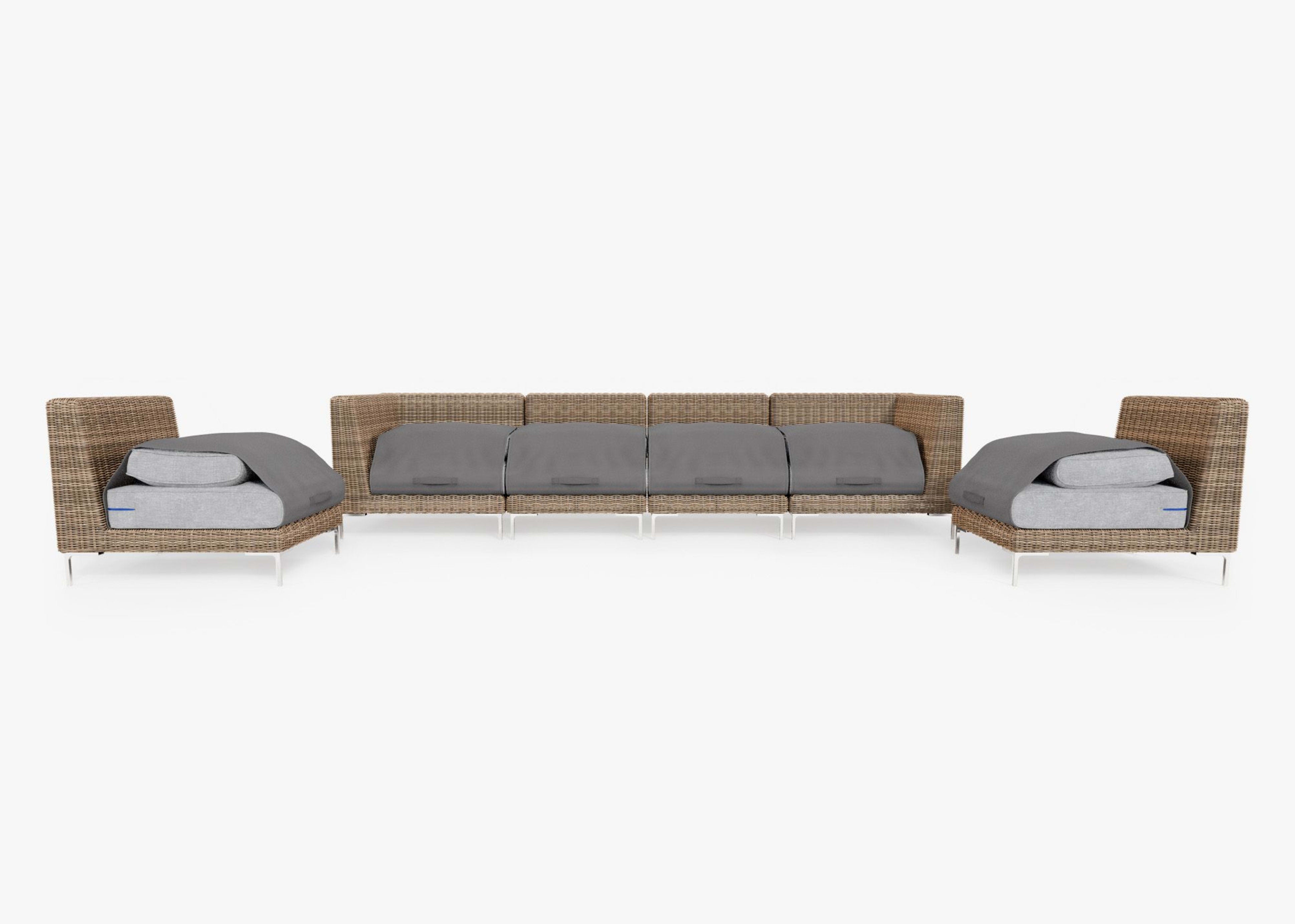 Wicker Outdoor Sofa with Armless Chairs - 6 Seat By Outer