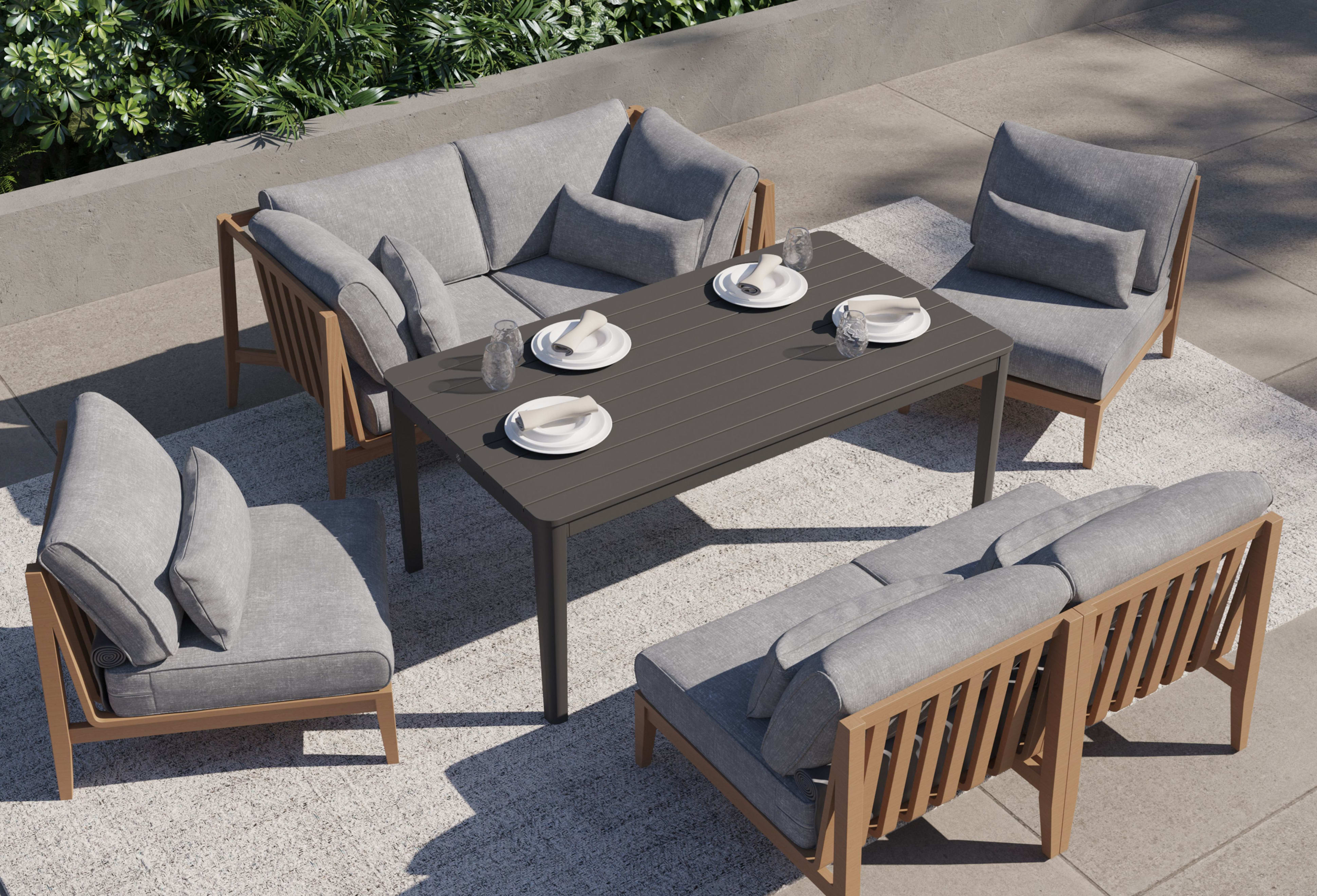 Teak Outdoor Loveseat with Armless Chairs - 4 Seat by Outer