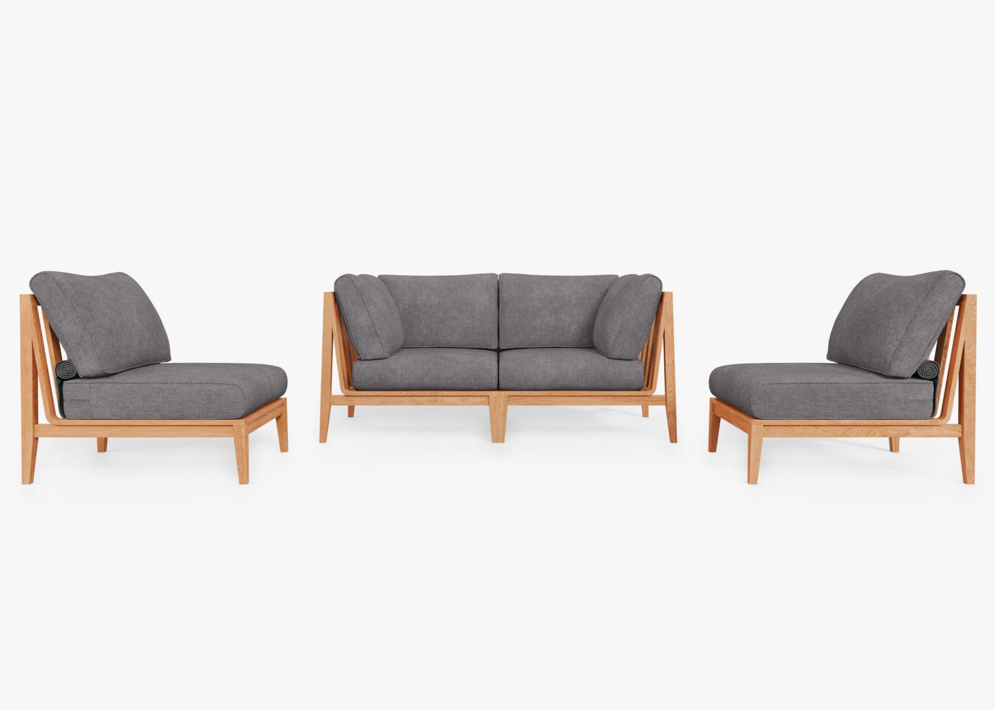 Teak Outdoor Loveseat with Armless Chairs - 4 Seat by Outer