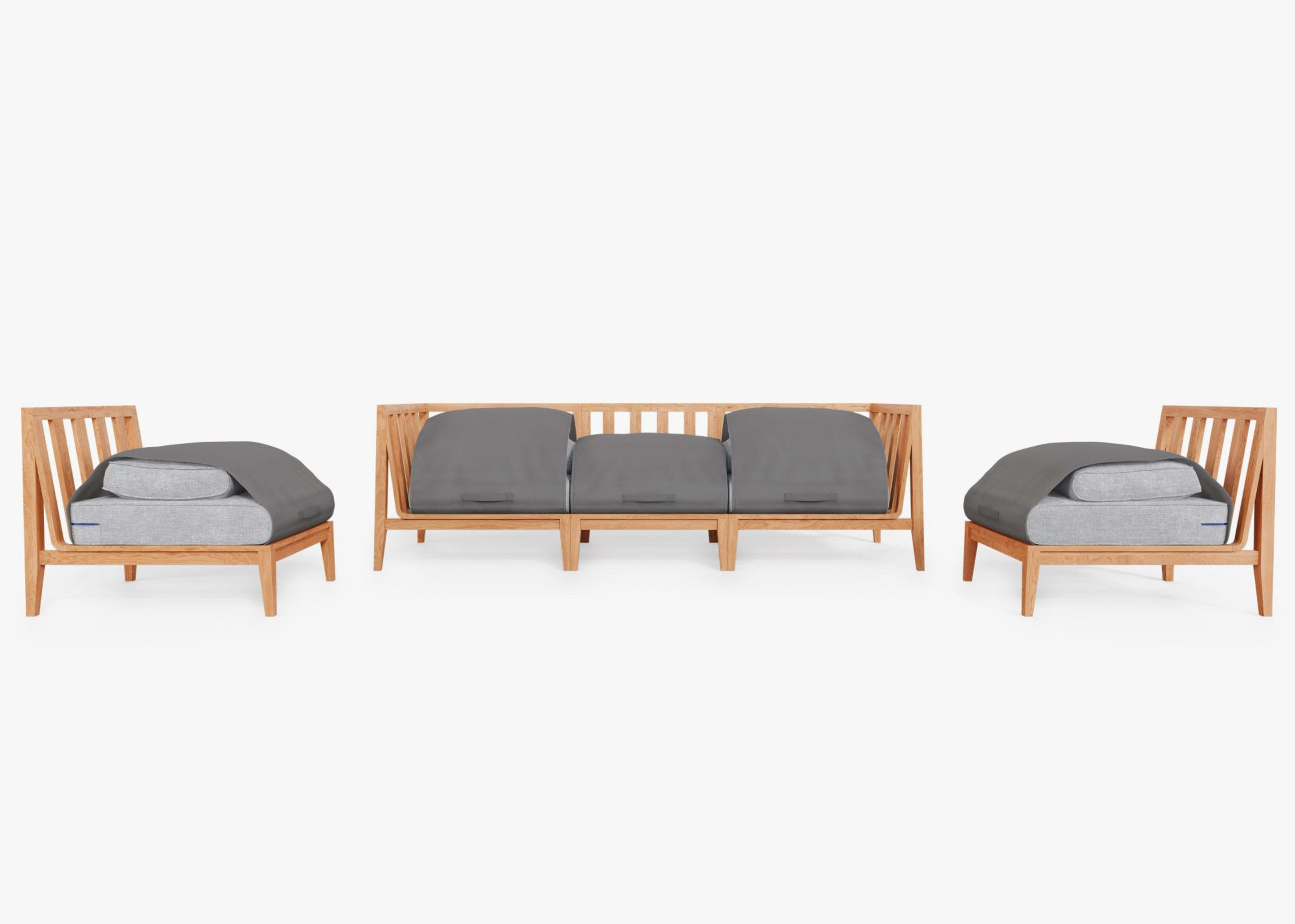 Teak Outdoor Sofa with Armless Chairs - 5 Seat by Outer