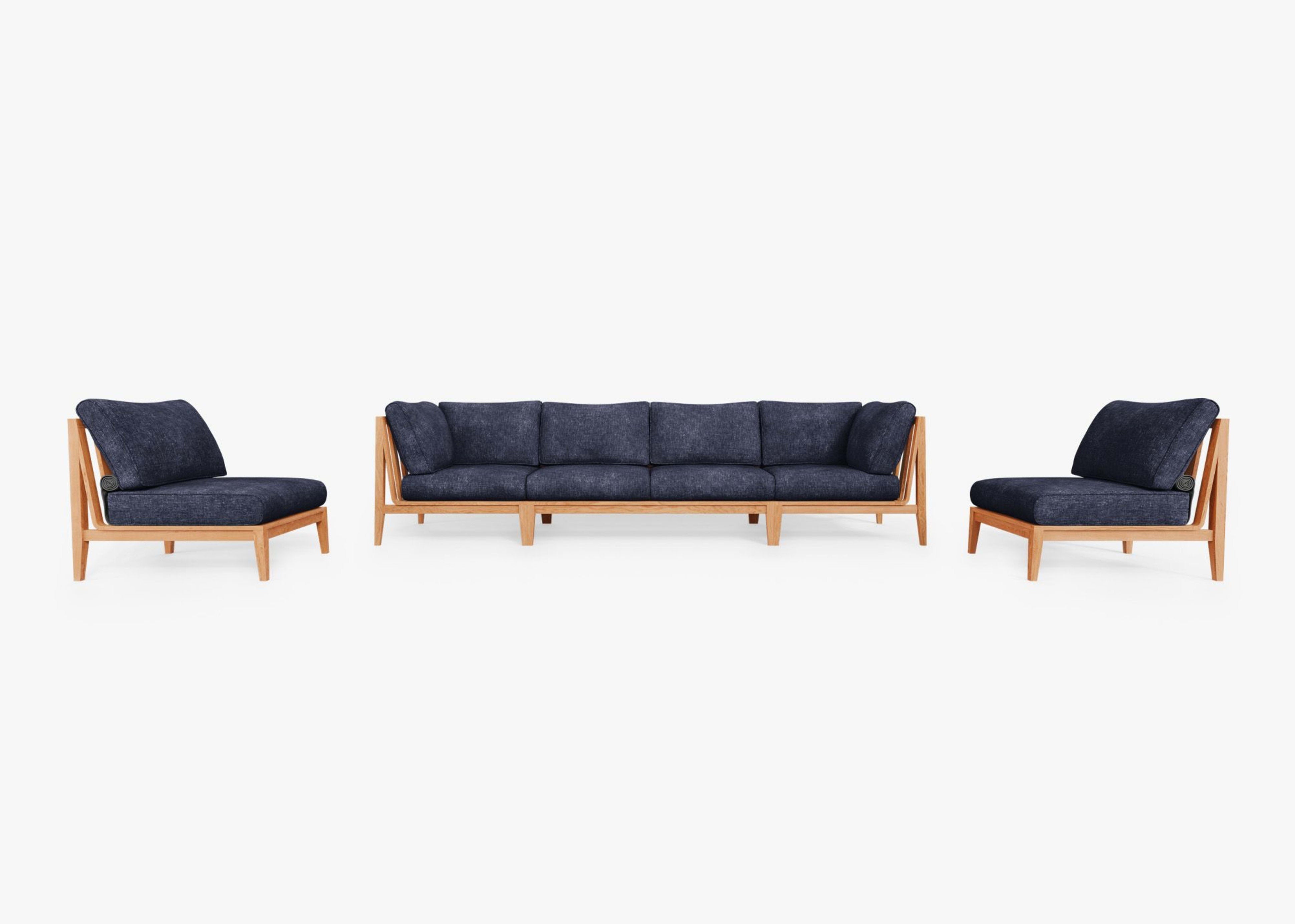 Teak Outdoor Sofa with Armless Chairs - 6 Seat by Outer
