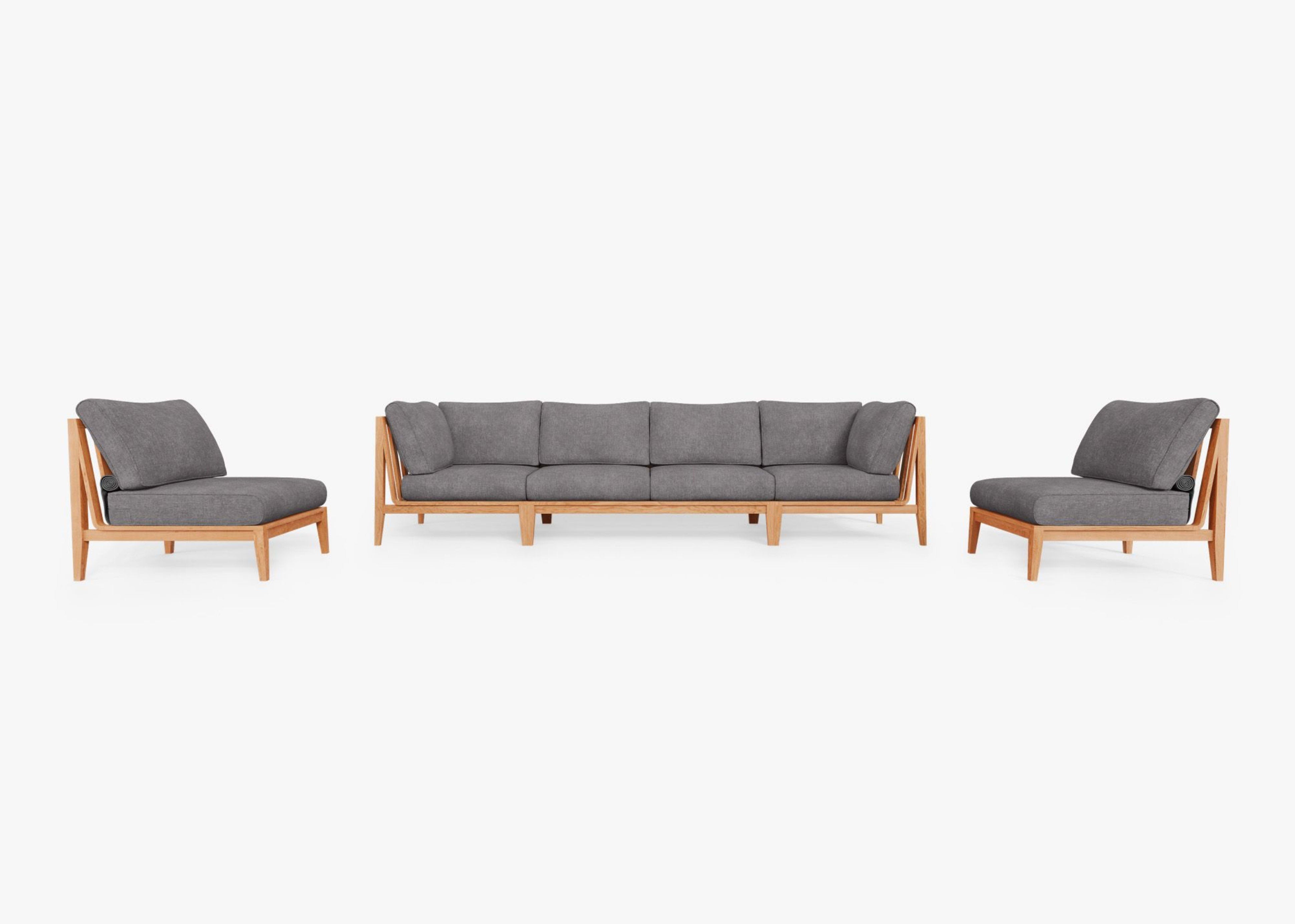 Teak Outdoor Sofa with Armless Chairs - 6 Seat by Outer