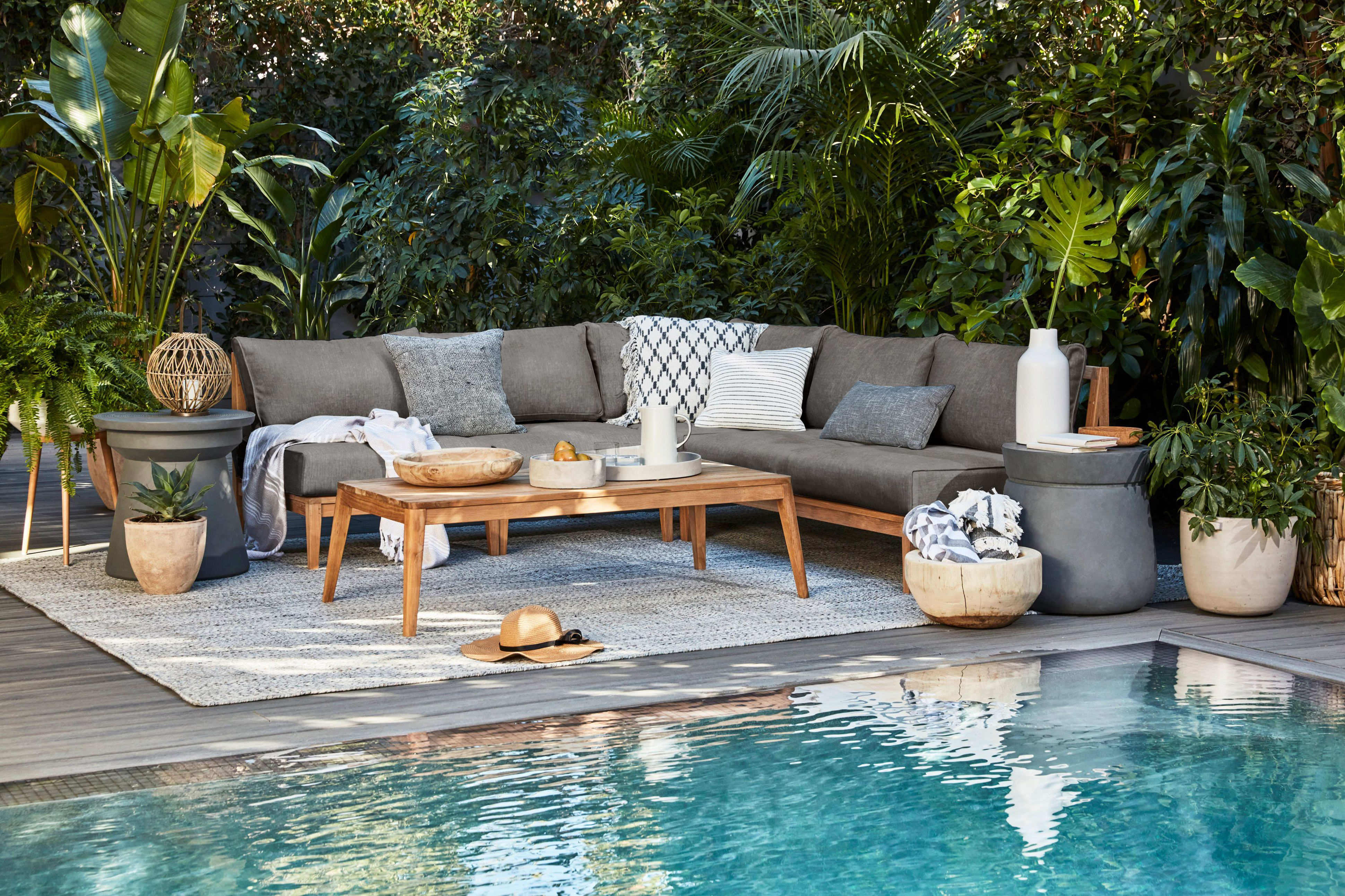 Teak Outdoor L Sectional - 4 Seat by Outer