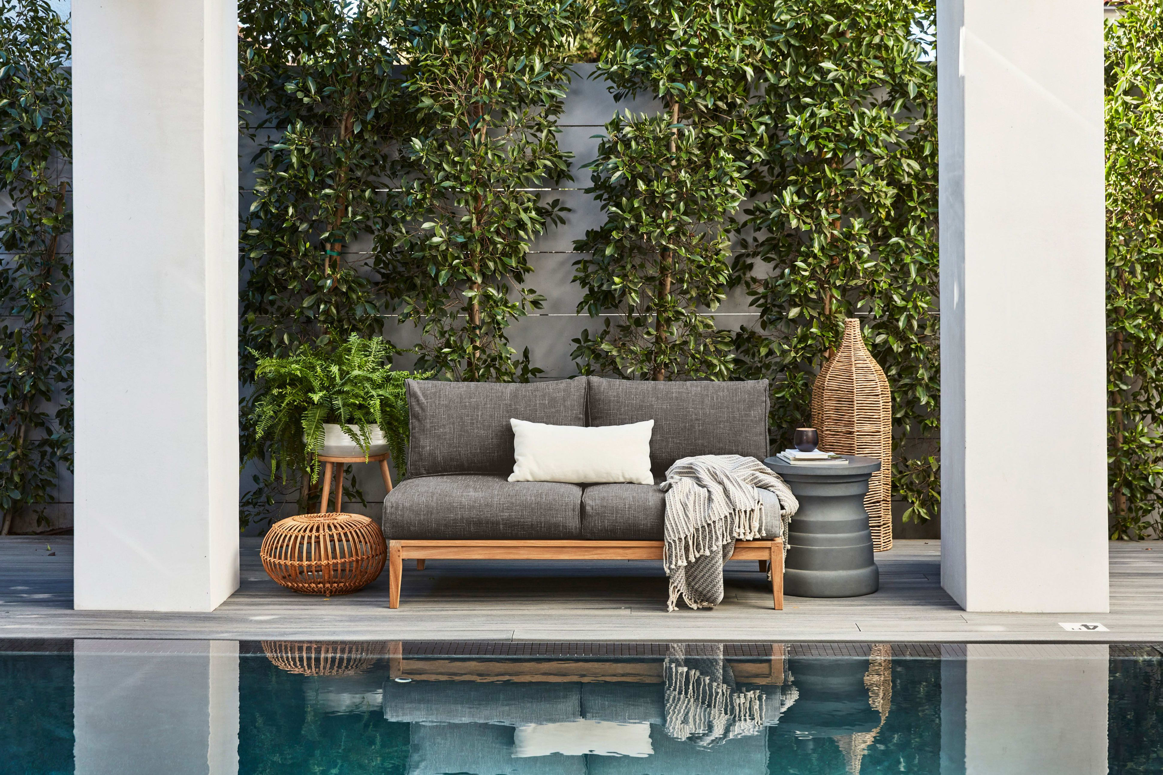Teak Outdoor Armless Loveseat By Outer