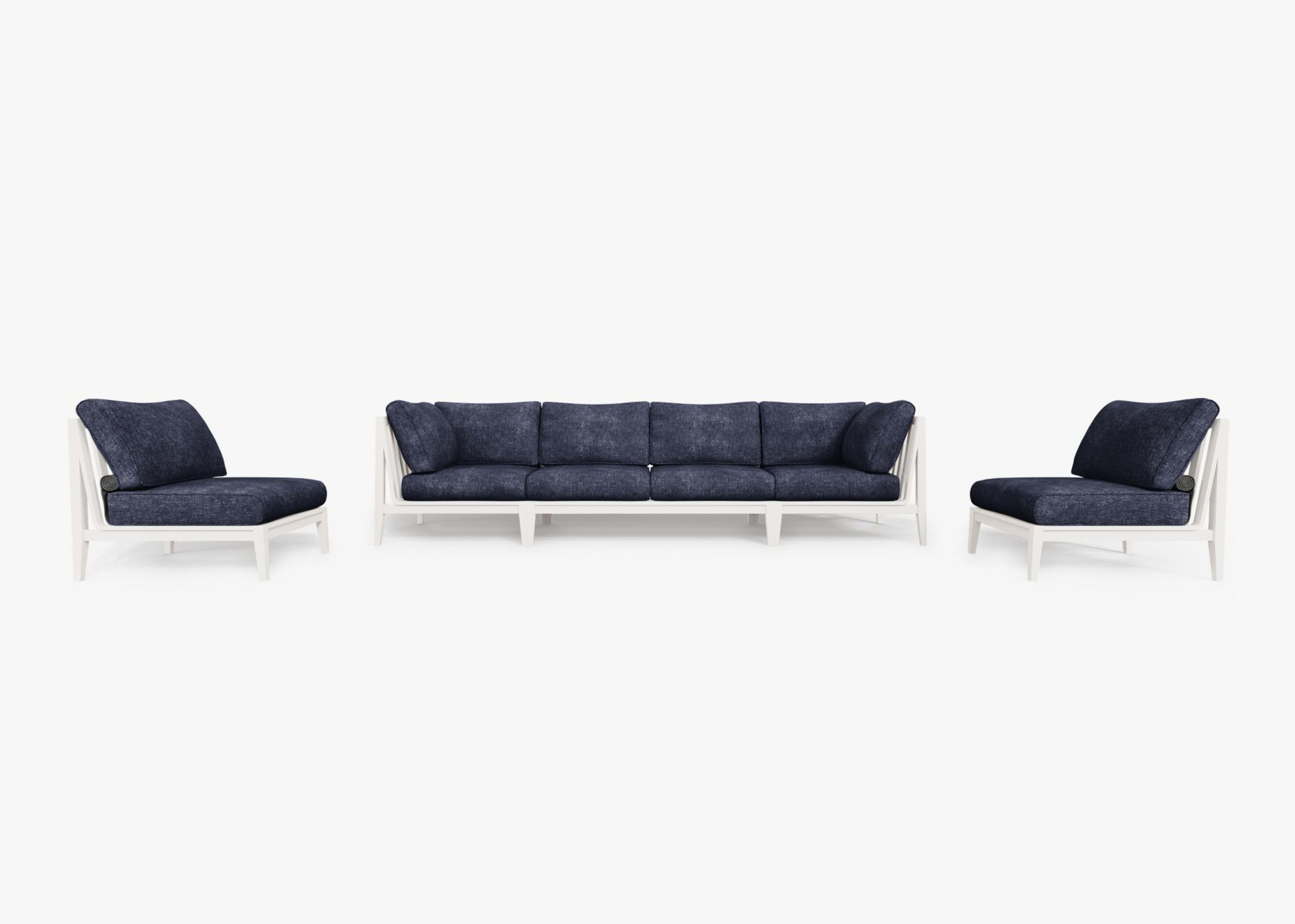 Aluminum Outdoor Sofa with Armless Chairs - 6 Seat By Outer