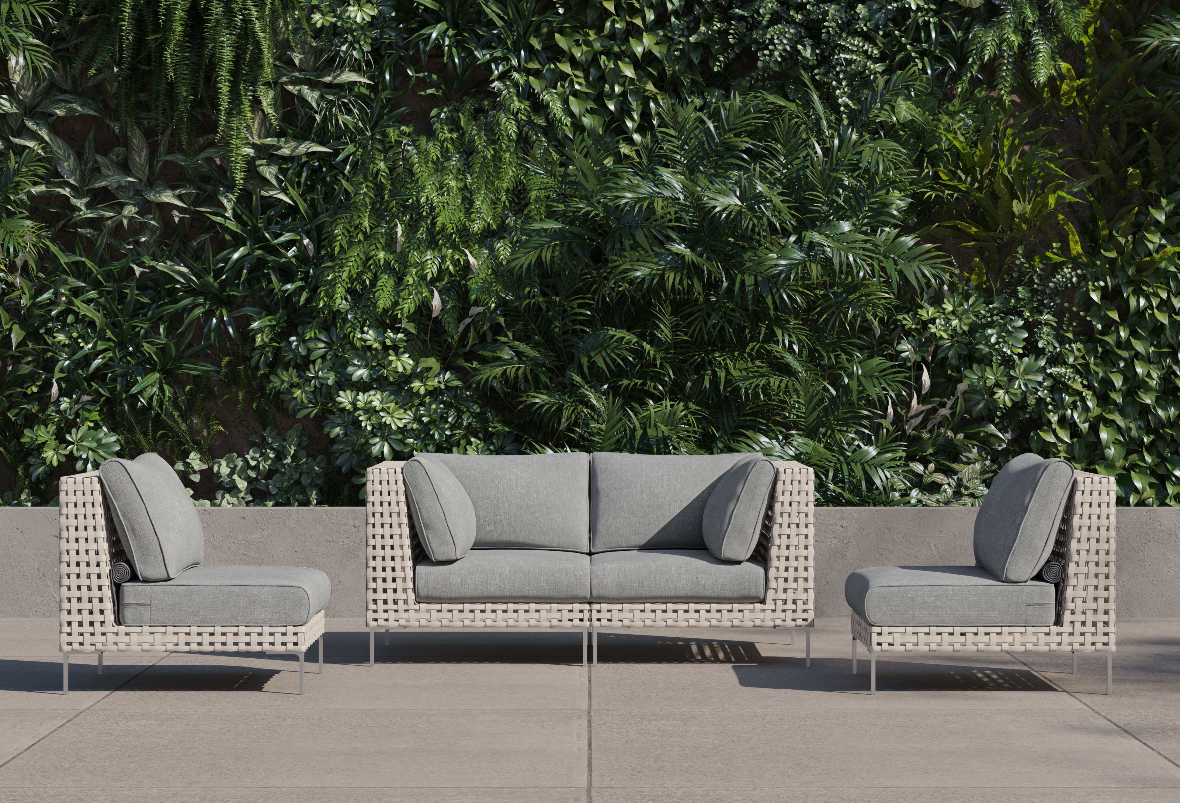 Wicker Outdoor Loveseat with Armless Chairs - 4 Seat By Outer