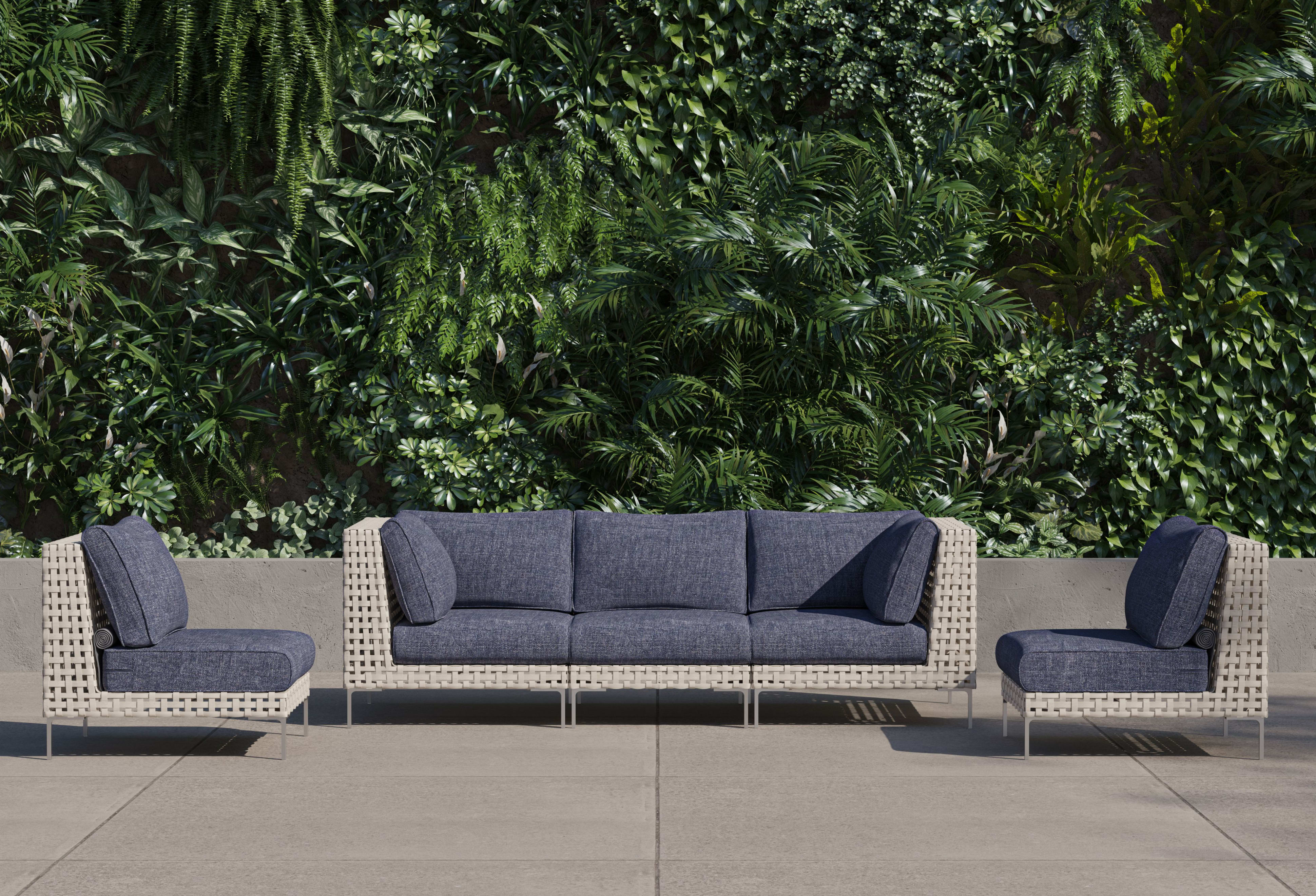 Wicker Outdoor Sofa with Armless Chairs - 5 Seat By Outer