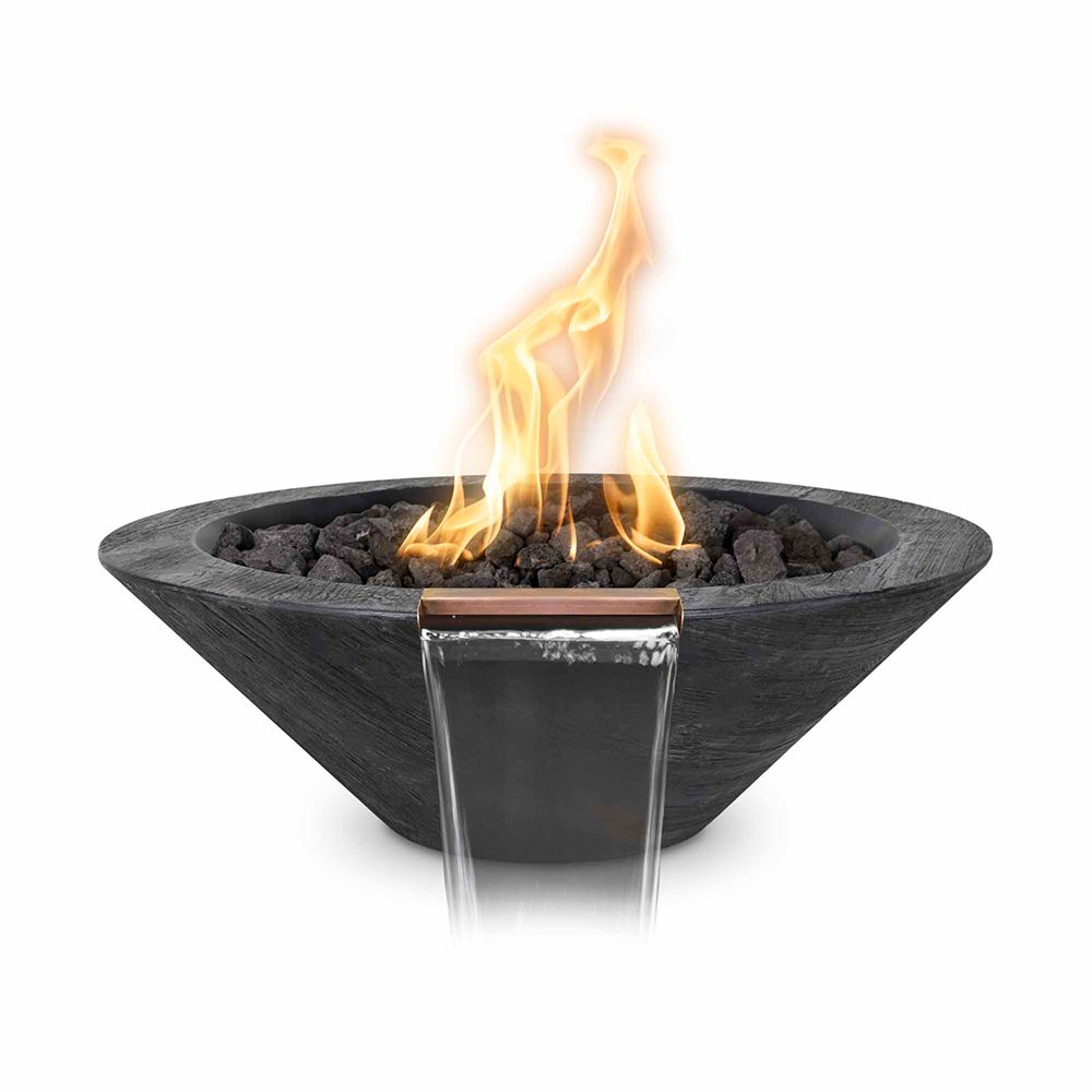 The Outdoor Plus Cazo 24 Inch Fire & Water Bowl - Wood Grain Concrete