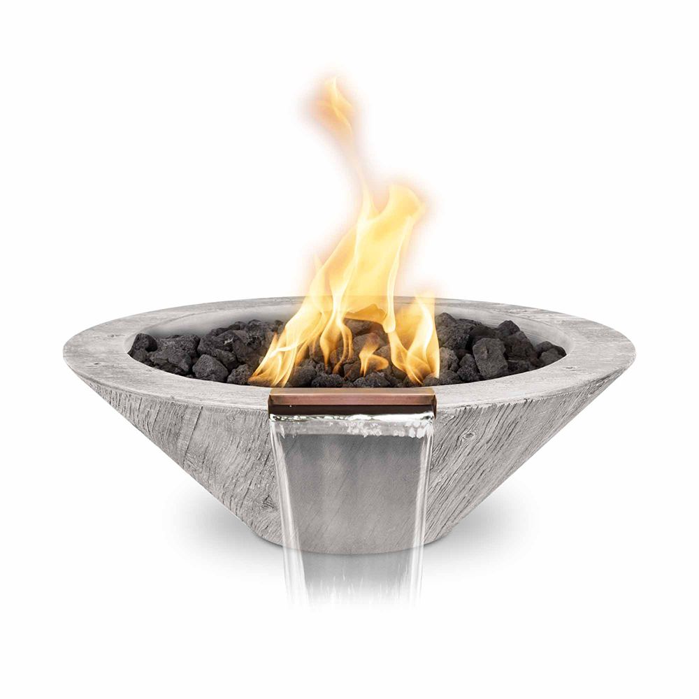 The Outdoor Plus Cazo 32 Inch Fire & Water Bowl - Wood Grain Concrete