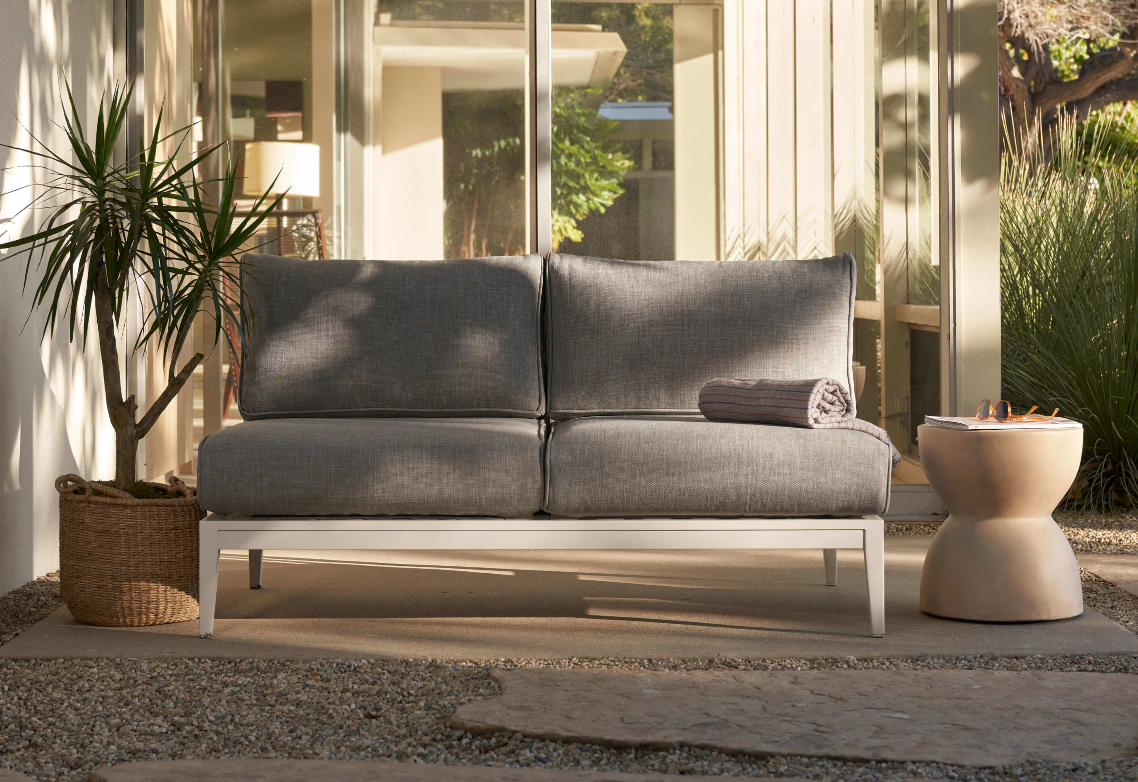 Aluminum Outdoor Armless Loveseat By Outer