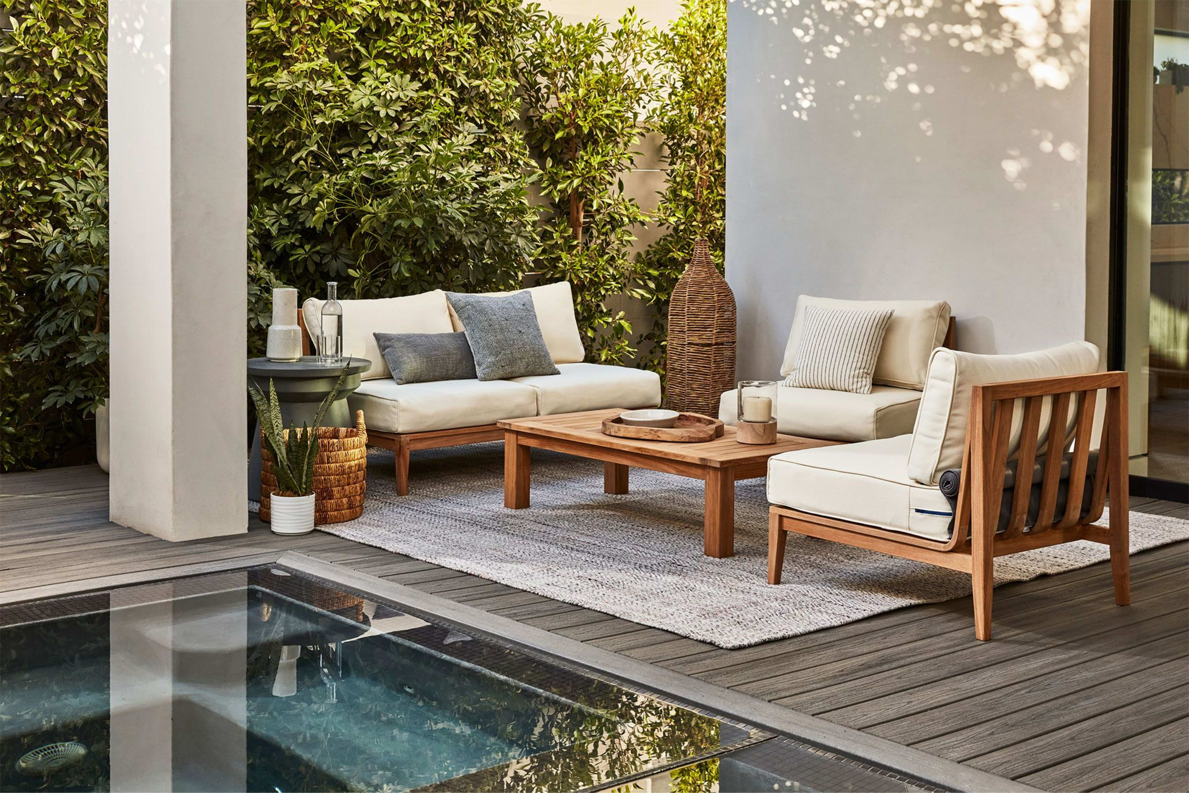 Teak Outdoor Armless Chair Conversation Set by Outer