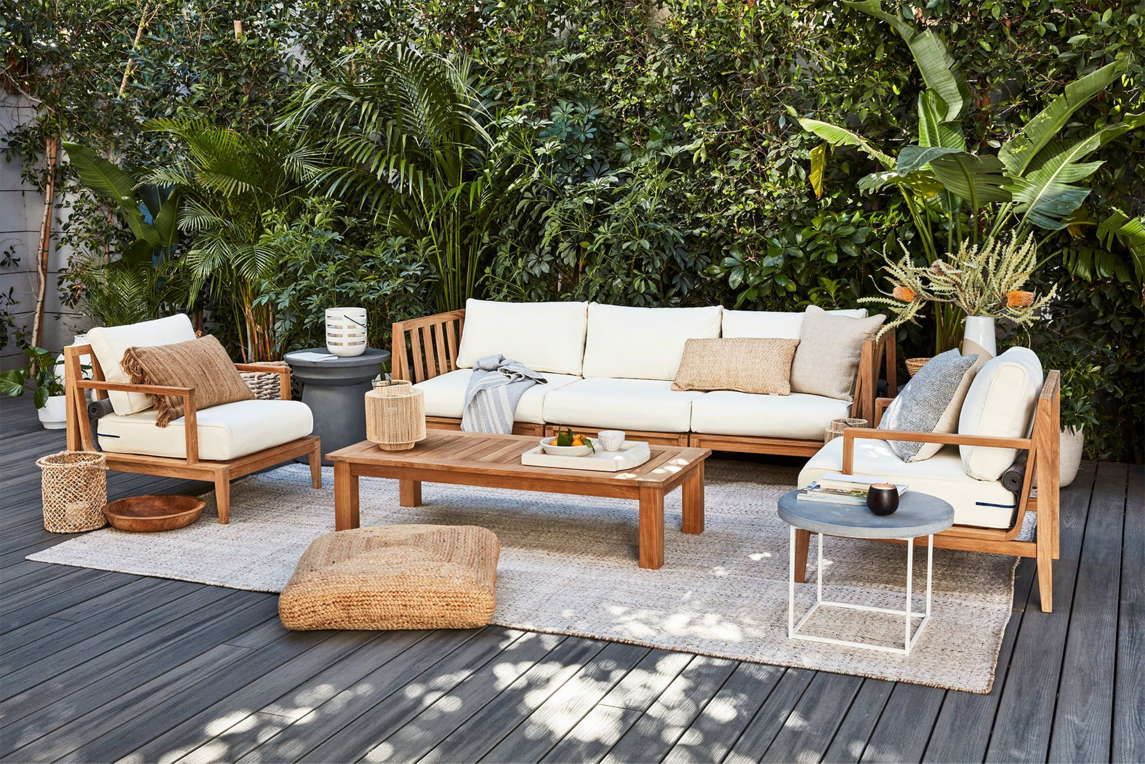 Teak Outdoor U Sectional - 6 Seat by Outer